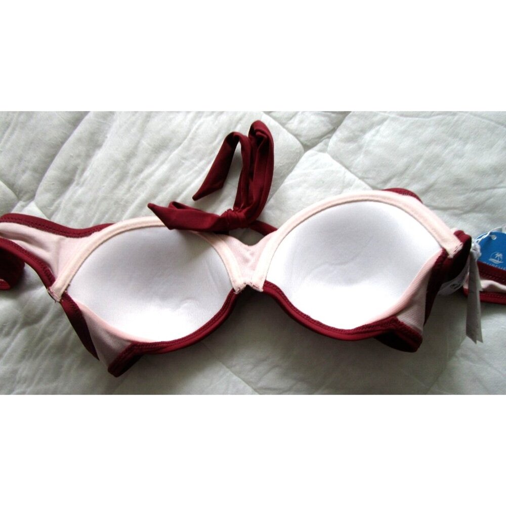 CUPSHE Swimwear - Bikini Top/Bra - Women's Size Small - Burgundy/Red Color NWT - Picture 4 of 12